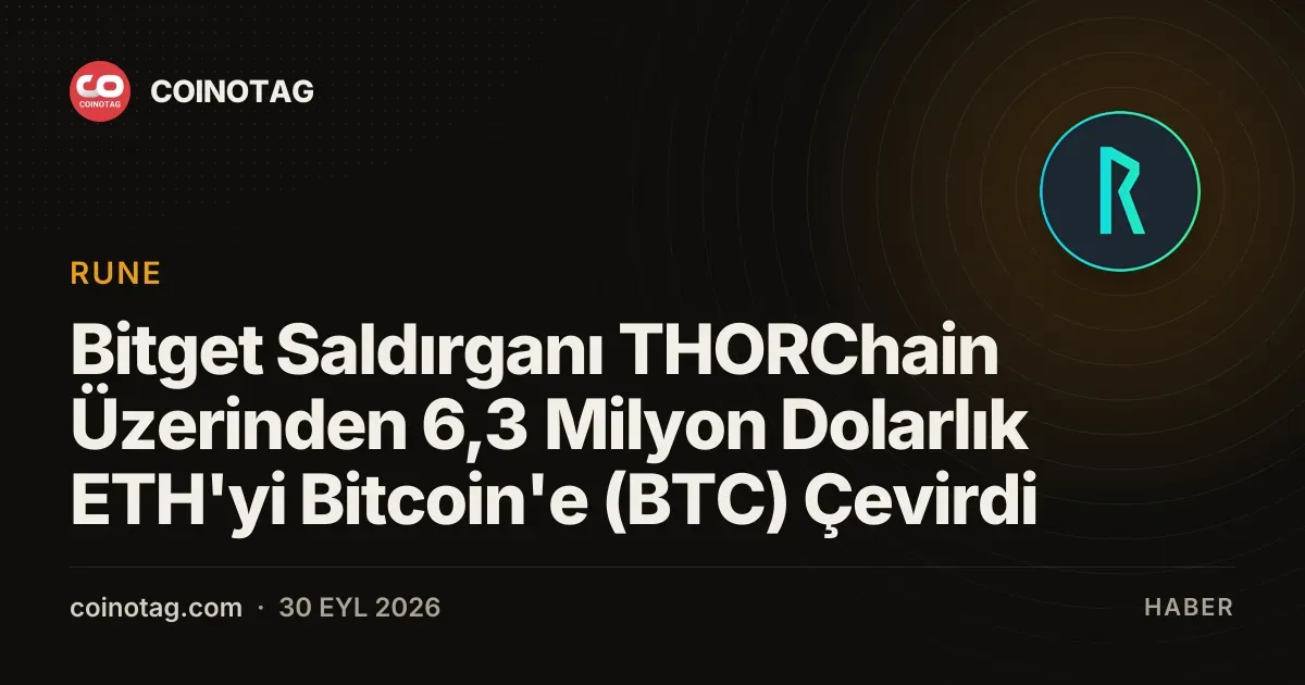 Bitget Saldırganı THORChain Üzerinden 6,3 Milyon Dolarlık ETH'yi Bitcoin'e (BTC) Çevirdi