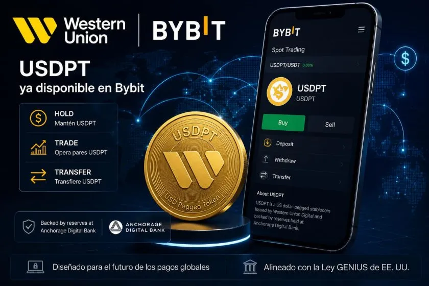 Bybit integra el stablecoin USDPT de Western Union y amplía competencia en pagos digitales