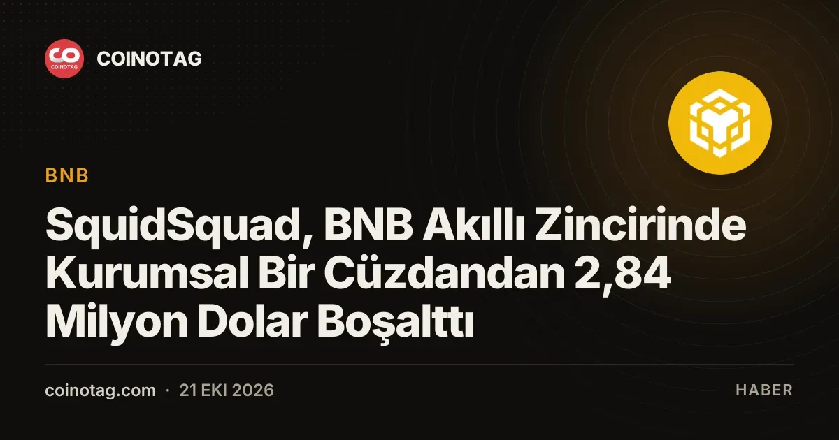 SquidSquad, BNB Akıllı Zincirinde Kurumsal Bir Cüzdandan 2,84 Milyon Dolar Boşalttı