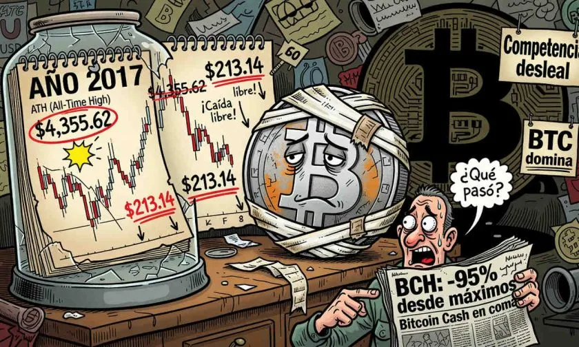 Bitcoin Cash (BCH) se tambalea en USD $213: la caída del 95% desde su ATH no cede