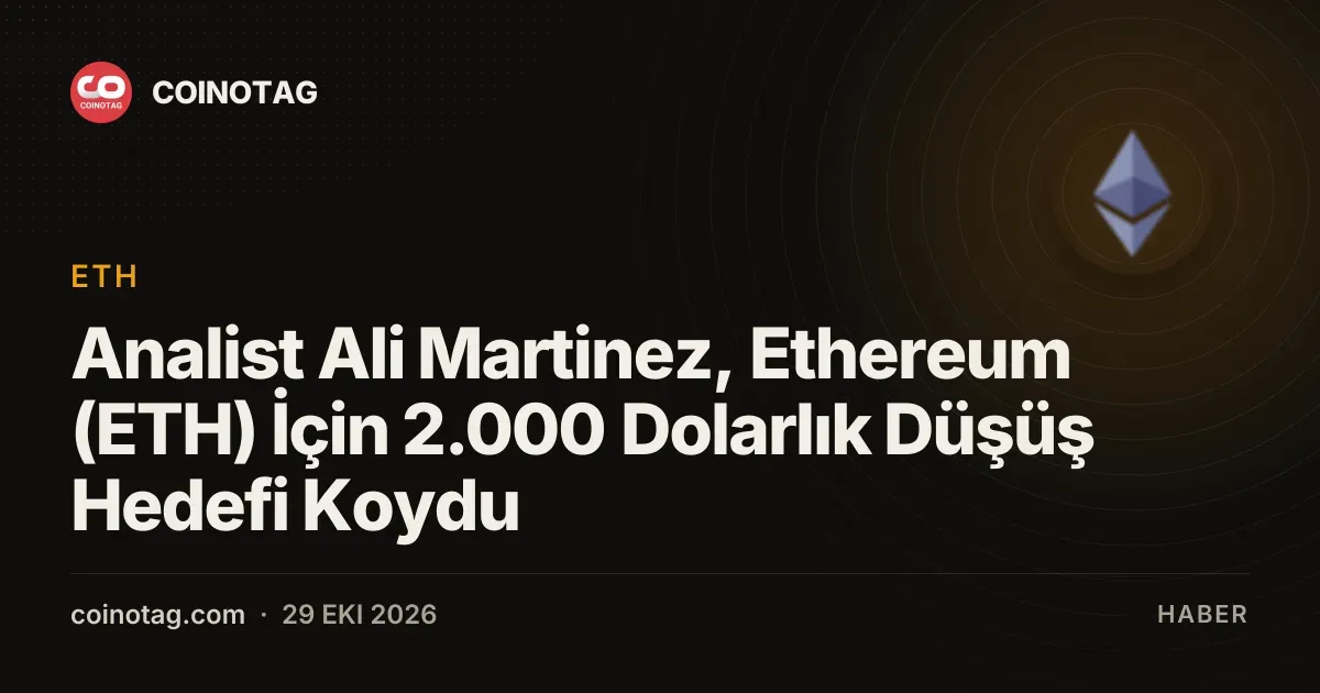 Analist Ali Martinez, Ethereum (ETH) İçin 2.000 Dolarlık Düşüş Hedefi Koydu