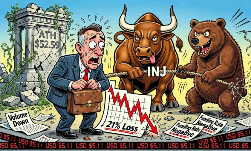 INJ en punto de inflexión: los alcistas defienden los USD $5 mientras el sentimiento flaquea