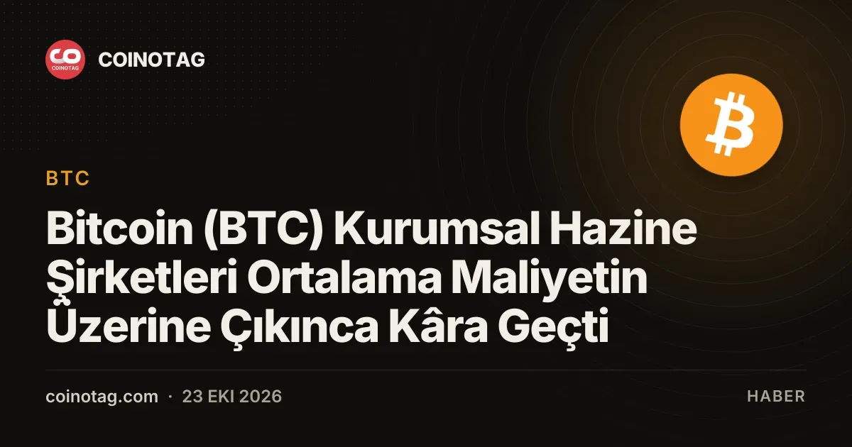 Kurumsal bitcoin maliyeti 80.000 doları aşınca hazineler kâra geçti