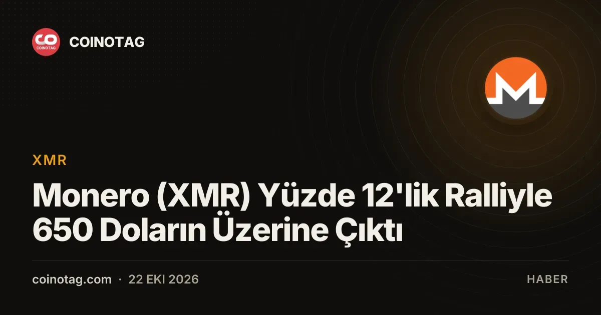 Monero (XMR) Yüzde 12'lik Ralliyle 650 Doların Üzerine Çıktı