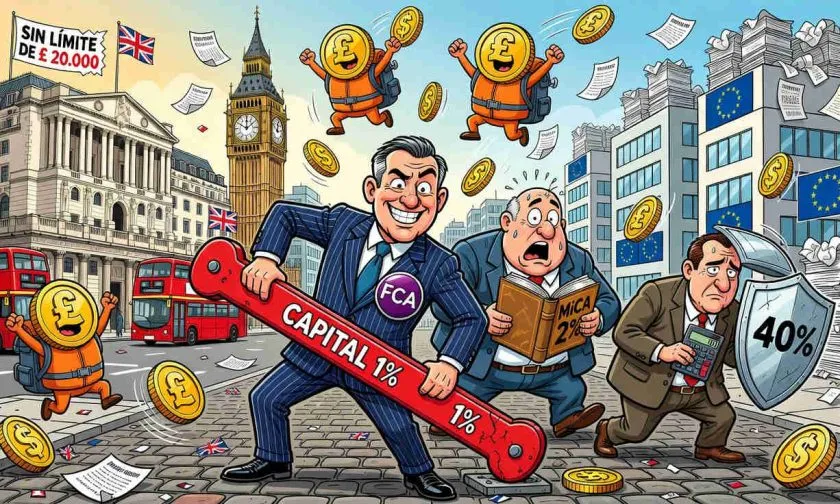 Reino Unido rebaja a 1% el capital para stablecoins y queda por debajo de MiCA