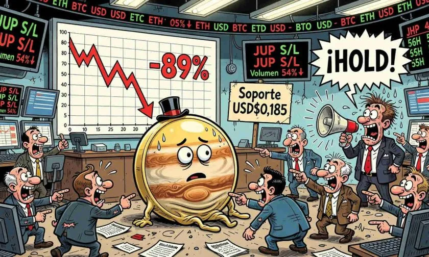 Jupiter (JUP) consolida bajo USD $0,20 con volumen en mínimos de 54%