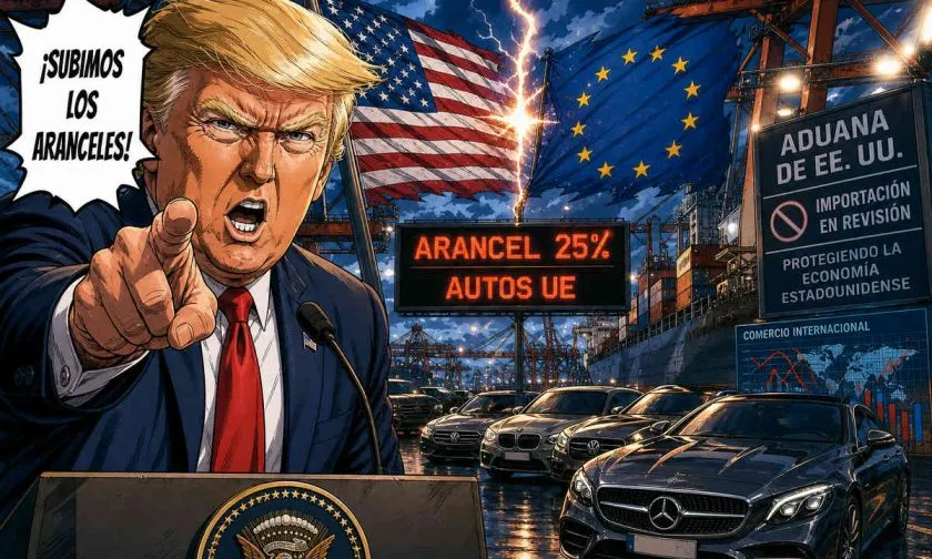 Trump anuncia arancel de 25% a autos de la UE y reabre tensión comercial con Europa