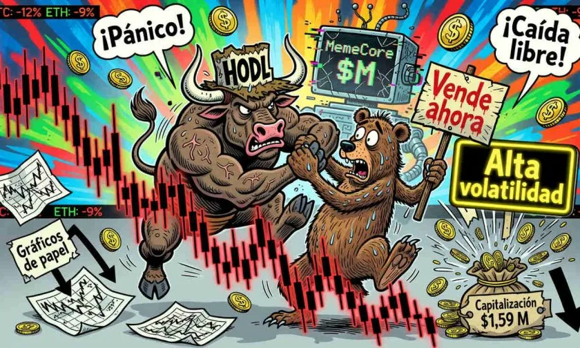 MemeCore ($M) sube 8% en una semana, pero volumen cae 58% en medio de tendencia bajista