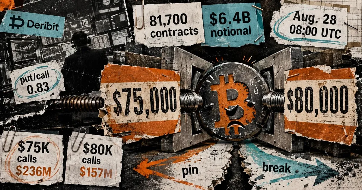 Bitcoin faces pressure as price stabilizes between $75,000 and $80,000 ahead of settlement
