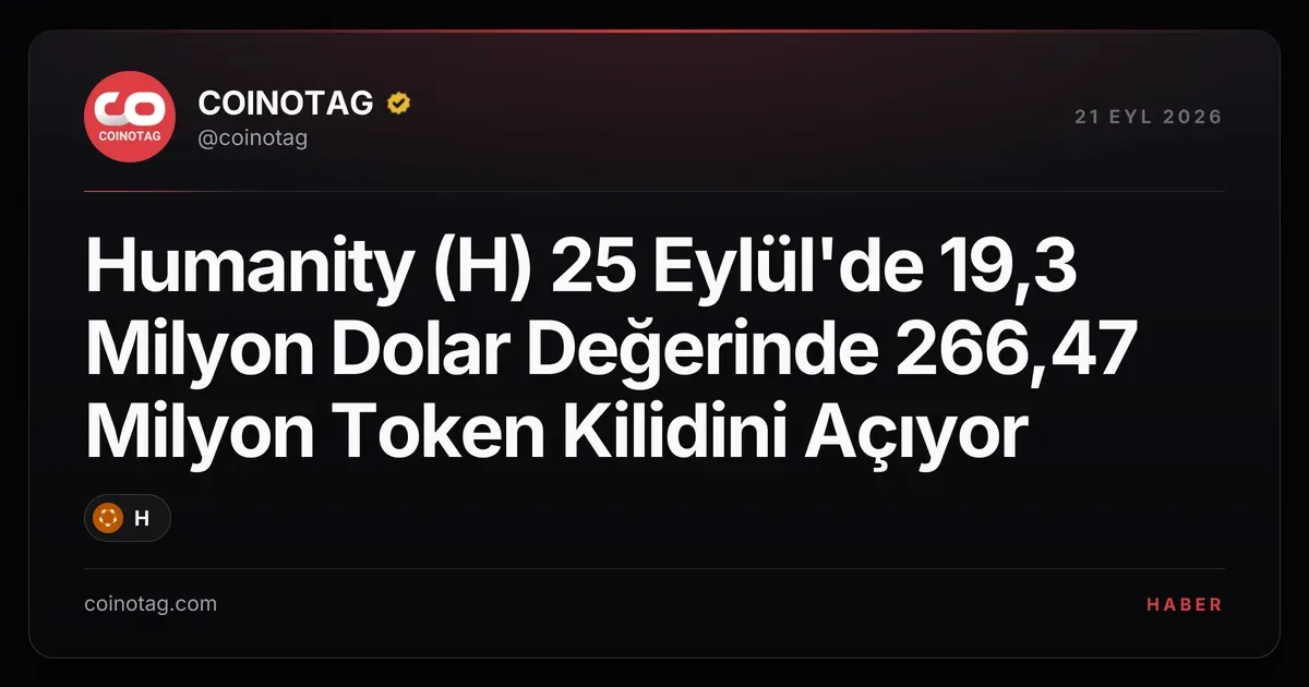 Humanity (H) 25 Eylül'de 266,47 milyon tokeni serbest bırakıyor
