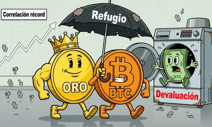 Correlación entre Bitcoin y oro se fortalece en medio del temor a la devaluación