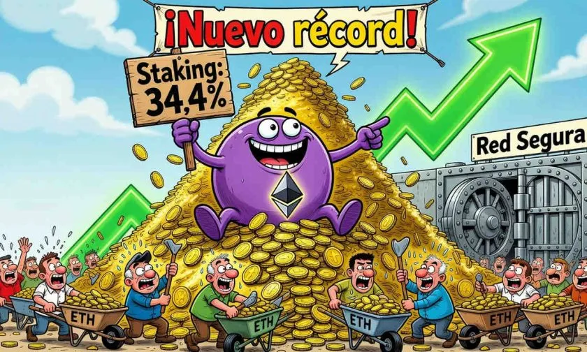 Máximo histórico: el staking de Ethereum alcanza el 34,4% de la oferta