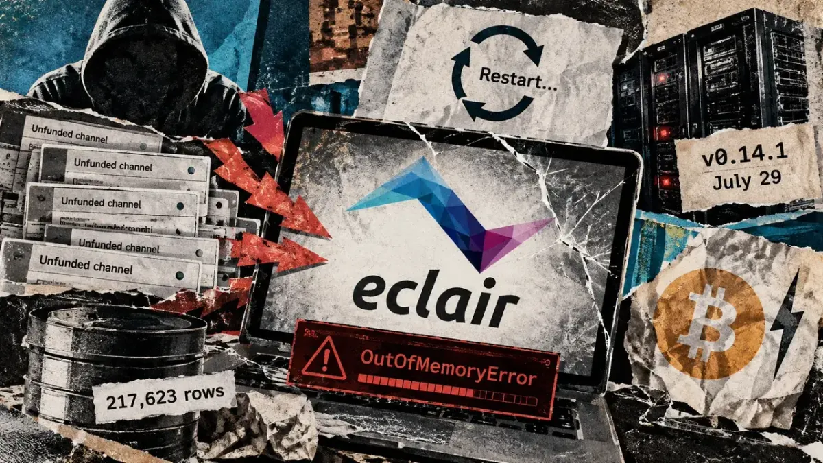Eclair Bitcoin Lightning nodes face potential crashes upon restart due to unfixed issues