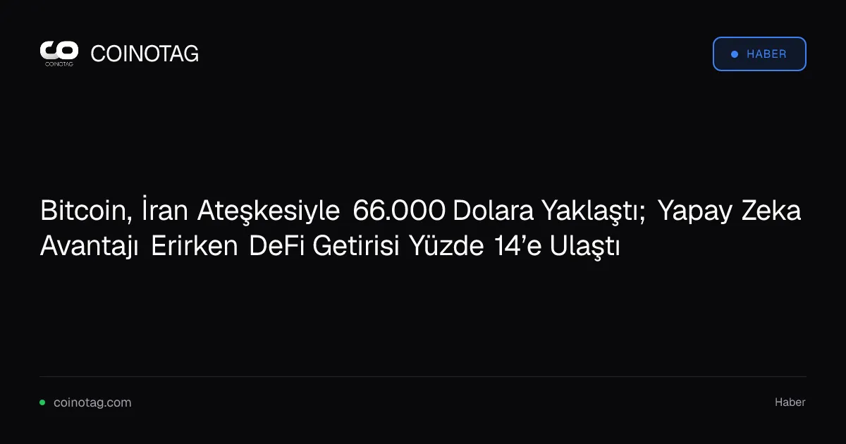 Bitcoin, İran Ateşkesiyle 66.000 Dolara Yaklaştı; Yapay Zeka Avantajı Erirken DeFi Getirisi Yüzde 14’e Ulaştı