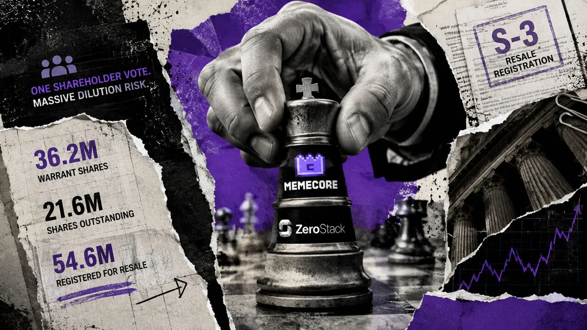 A $1 billion meme coin purchase puts a huge 167% share dilution down to a single vote for ZeroStack