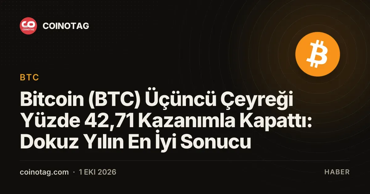 Bitcoin üçüncü çeyreği yüzde 42,71 kazançla kapatarak 2017'den sonra en iyi sonucu elde etti