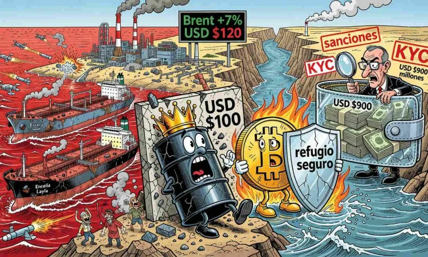 Ataques hutíes elevan el Brent sobre USD $100 y ponen a prueba el refugio seguro de Bitcoin