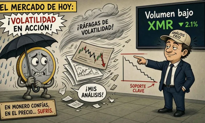 Monero muestra un rebote moderado a $558,88 con volumen bajo
