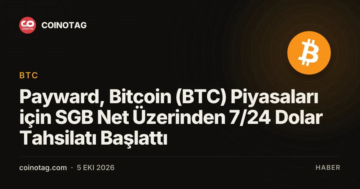 Payward, Bitcoin (BTC) Piyasaları için SGB Net Üzerinden 7/24 Dolar Tahsilatı Başlattı