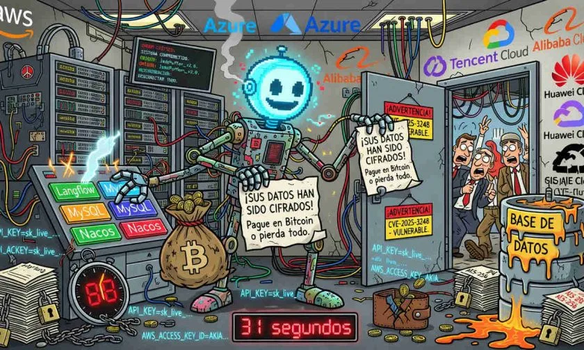 Ataque de ransomware con IA cifra datos y exige Bitcoin tras explotar Langflow
