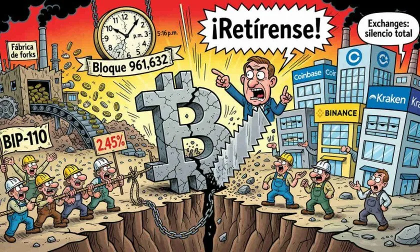 Propuesta BIP-110 podría dividir Bitcoin con solo 2,45% de apoyo minero