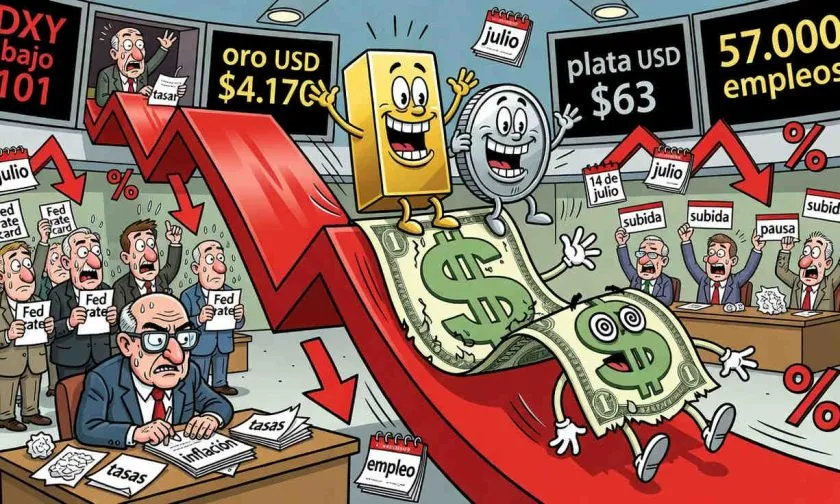 Dólar cae a mínimo de dos semanas y empuja al alza al oro y la plata