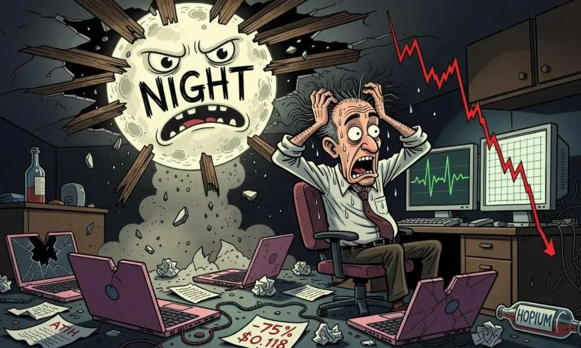 NIGHT se desploma 2.9% y perfora soporte mientras el volumen se dispara un 22%