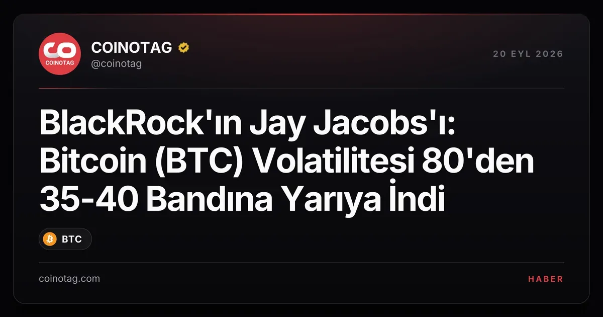 Bitcoin volatilitesi 80'den 35-40 bandına düştü, Jay Jacobs açıkladı