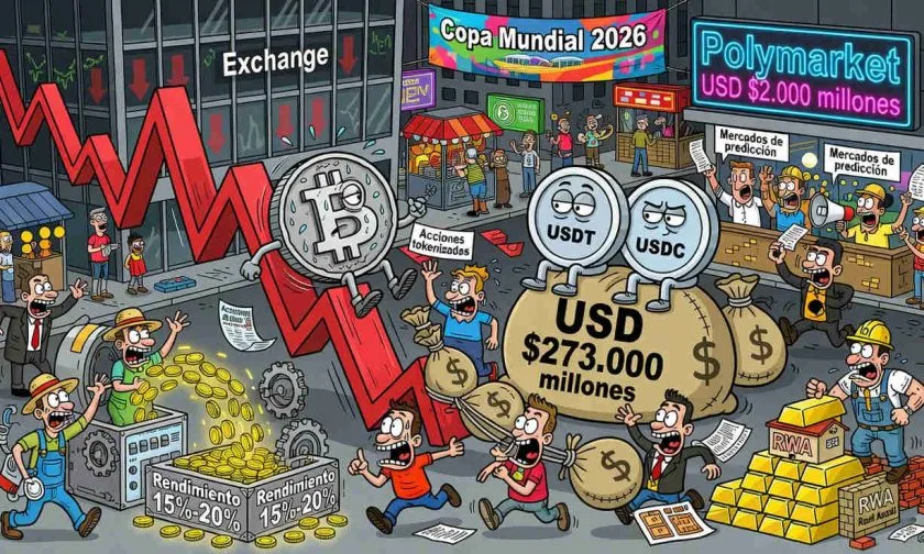 Bitcoin cae, pero USD $273.000 millones en stablecoins siguen dentro del mercado cripto