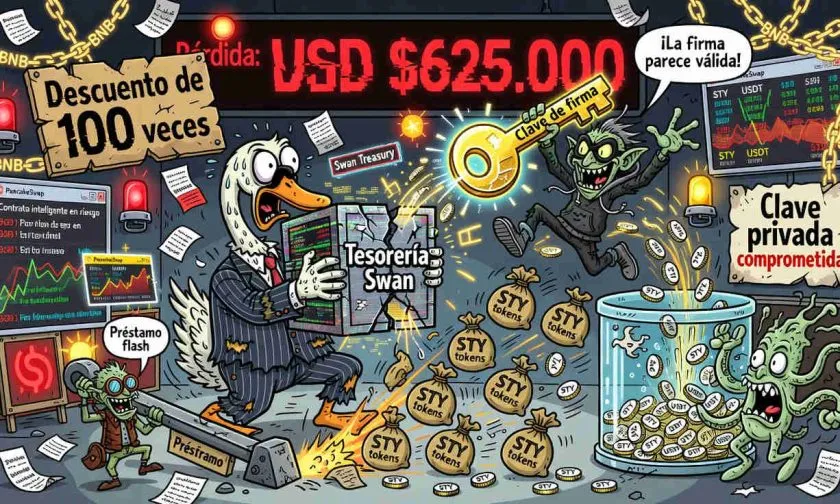 Swan Treasury pierde USD $625.000 tras la filtración de una clave de firma