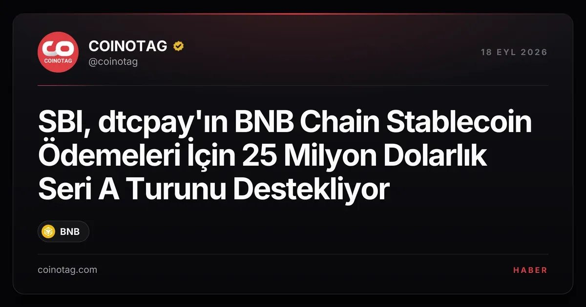 SBI Group backs dtcpay's $25 million Series A funding for BNB Chain stablecoin payments