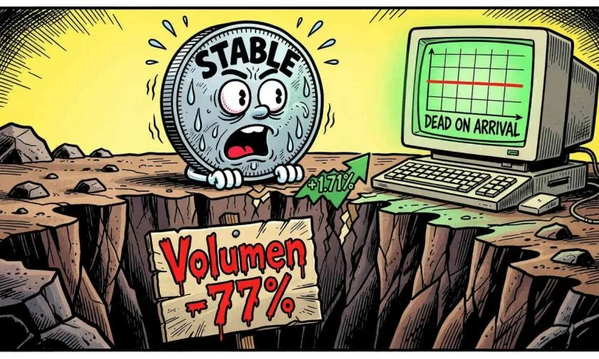 Stable: el token de $0,036 sufre un colapso de volumen del 77% mientras el precio se aferra a ganancias del 158% en 2026