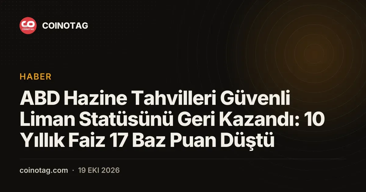 ABD Hazine Tahvilleri Güvenli Liman Statüsünü Geri Kazandı: 10 Yıllık Faiz 17 Baz Puan Düştü