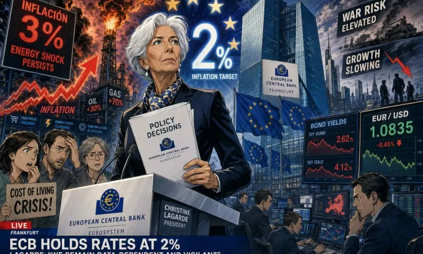 BCE mantiene tasas en 2% pese al salto de la inflación en la eurozona