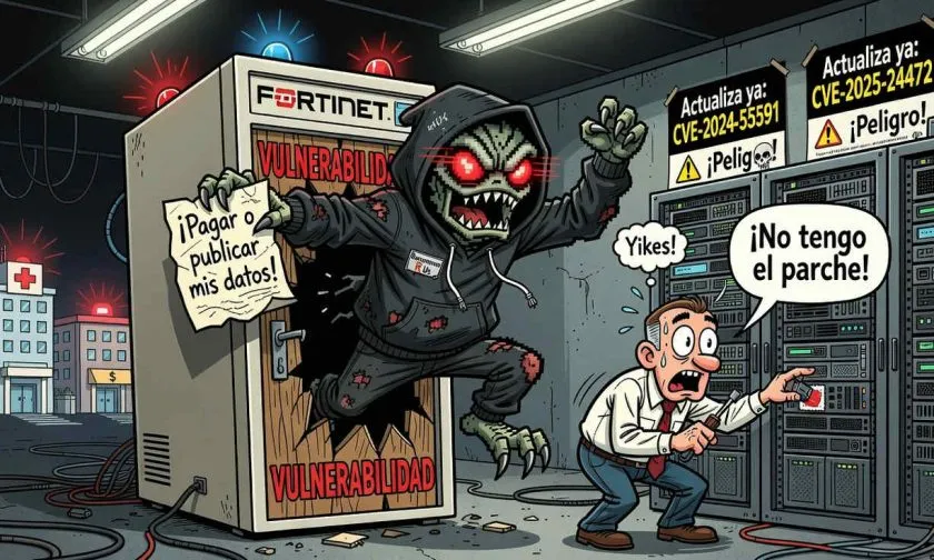 Ransomware Gunra ataca hospitales y bancos mediante fallos en Fortinet