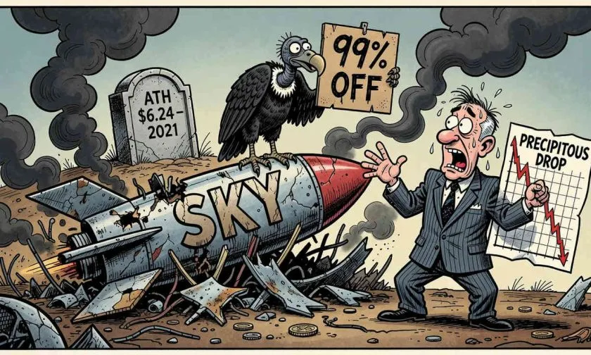 Skycoin se desploma a $0,0487 con aceleración de la ola vendedora