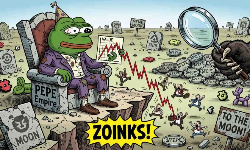 Pepe ($PEPE) se desploma un 90% desde su máximo: ¿fin del memecoin o trampa de valor?