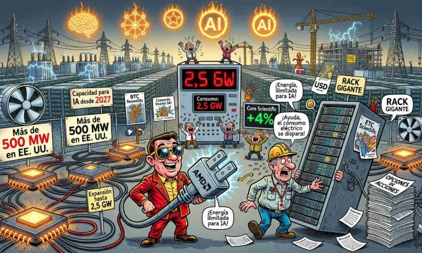 Core Scientific firma con AMD un acuerdo de hasta 2,5 GW para infraestructura de IA