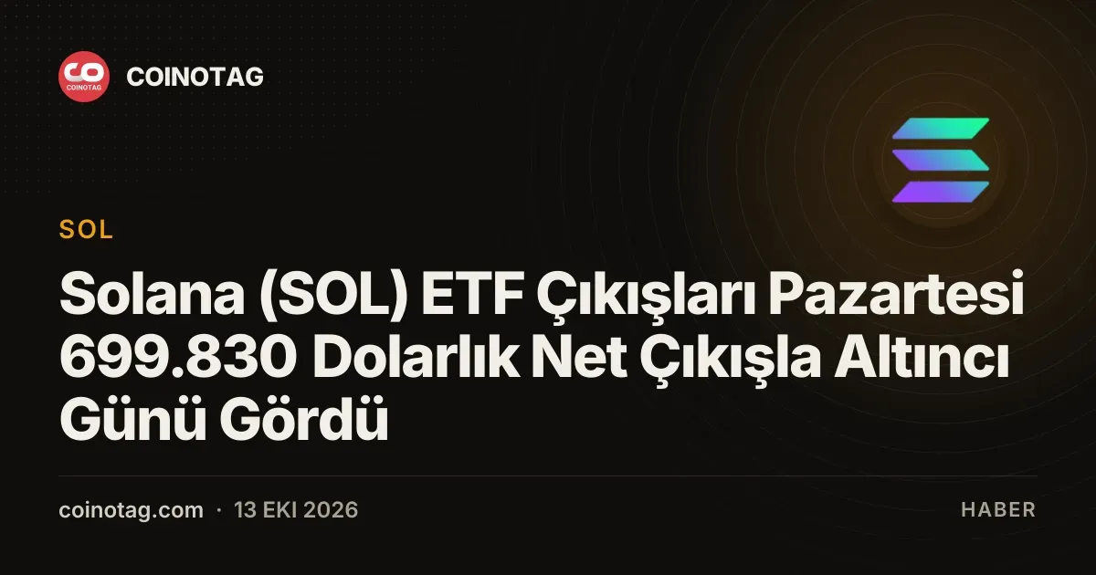 Solana (SOL) ETF Çıkışları Pazartesi 699.830 Dolarlık Net Çıkışla Altıncı Günü Gördü
