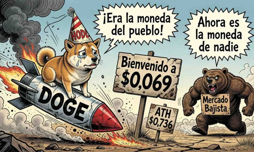 Dogecoin (DOGE) en zona de soporte crítico tras caída del 90% desde su máximo histórico