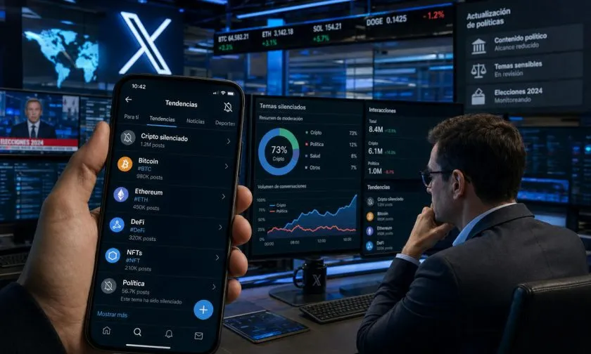 Cripto supera a la política como el tema más silenciado en la red social X