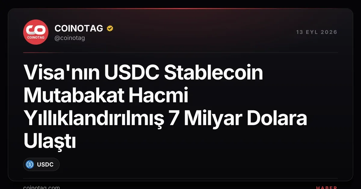 Visa'nın USDC Stablecoin Mutabakat Hacmi Yıllıklandırılmış 7 Milyar Dolara Ulaştı