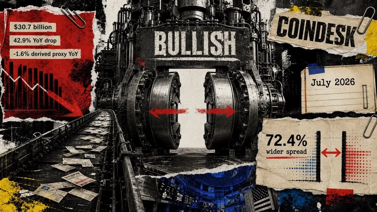 Bullish reports 43% volume drop but 72% spread increase nearly balances decline