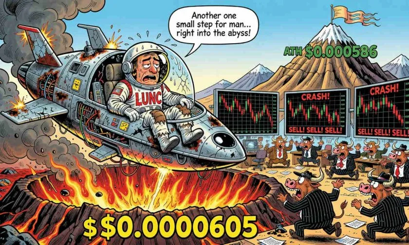 LUNC se desploma un 4.62% y pone a prueba el soporte crítico de $0.0000583 en su peor semana