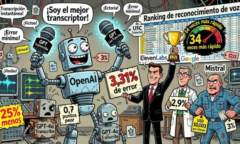 OpenAI mejora GPT Transcribe, pero sigue detrás de ElevenLabs, Google y Mistral