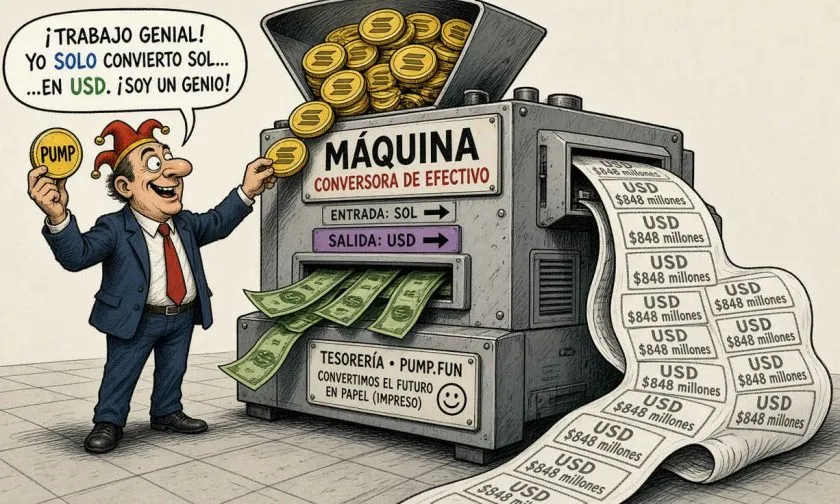 Pump.fun vende 47.994 SOL y sus liquidaciones superan los USD $848 millones