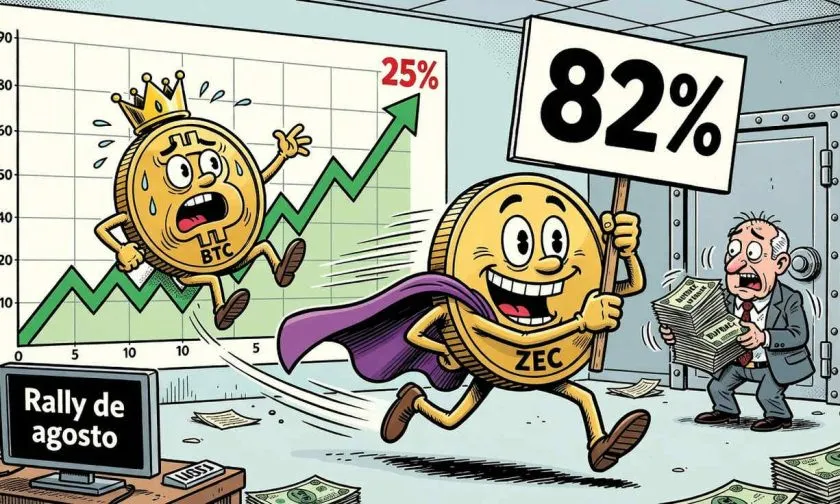 Zcash se destaca con un aumento del 82% en agosto de 2026, liderando el mercado