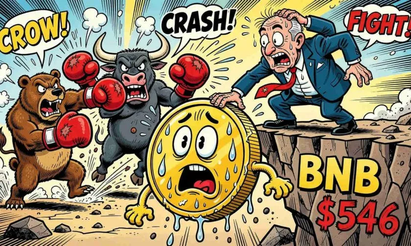 BNB lucha por no perder los $546 mientras el volumen se desploma un 22%
