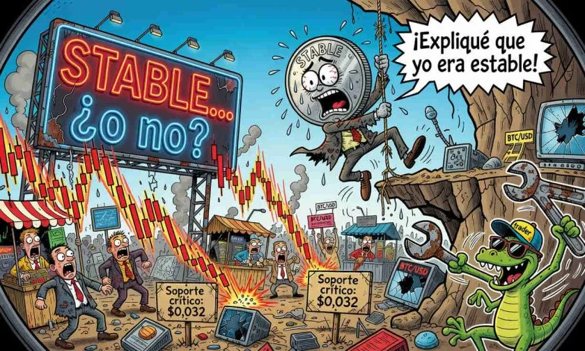 STABLE cae 1,44% y enfrenta soporte clave de USD $0,0321 tras retroceso de 14,21%
