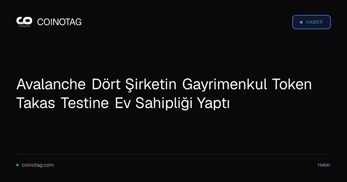 Avalanche Dört Şirketin Gayrimenkul Token Takas Testine Ev Sahipliği Yaptı